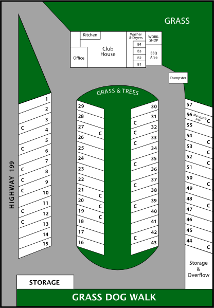 Park Map for West Gate RV Park in Poolville, TX